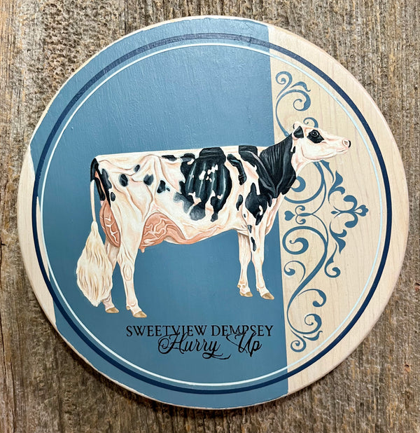 Custom Cow Round - Hand Painted