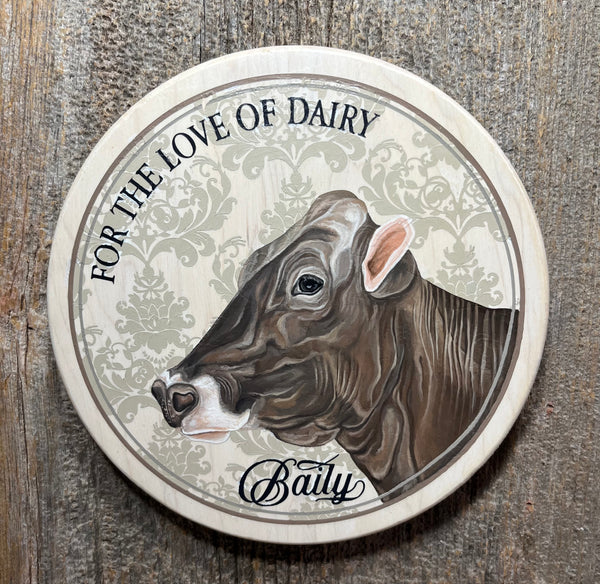 Custom Cow Round - Hand Painted