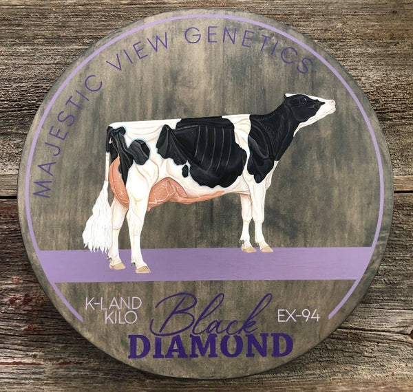 Custom Cow Round - Hand Painted